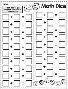 Addition Math Dice: No-Prep Addition practice with dice by hi miss i