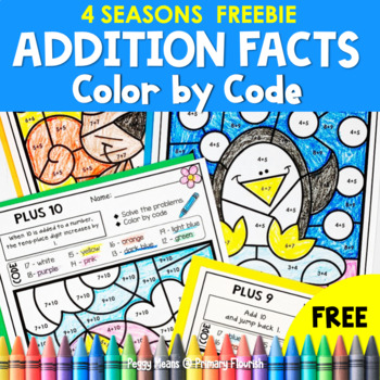 Preview of Addition Math Fact Fluency Color by Number Worksheets ADD UP TO 20