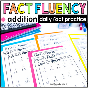Preview of Addition to 20 Math Fact Fluency Fact Folders Daily Fact Practice Worksheets