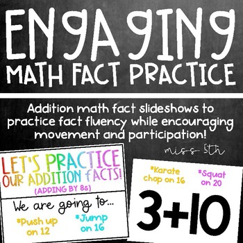 Preview of Addition Math Fact Practice- Active, engaging slideshows!