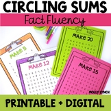 Addition Math Game Fact Fluency Sums to 20 for 1st & 2nd Grade - Circle the Sum