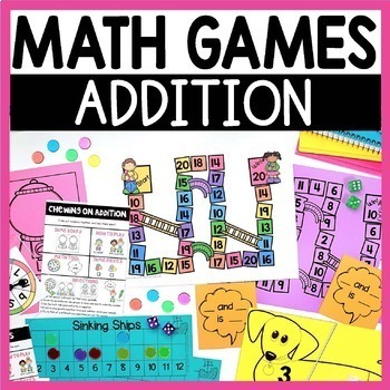 Preview of Addition Math Games - Kindergarten, First Grade Math Games or Centers