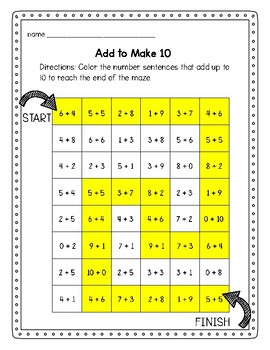 addition math mazes by education connection teachers pay teachers