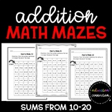 Addition Math Mazes