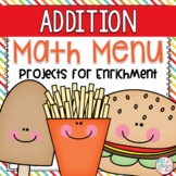 Addition Math Menu Choice Board