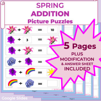 Preview of Addition Math Picture Puzzle - NO PREP  Do-Now or  Centers
