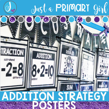 Preview of Guided Math Mats w/ Addition Math Strategy Posters (Bundle)