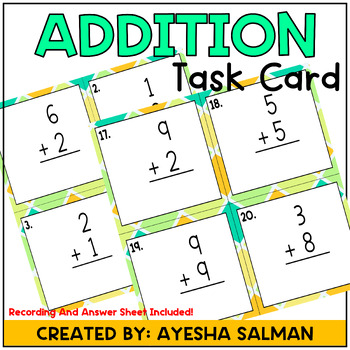 Preview of Addition Math Task Card