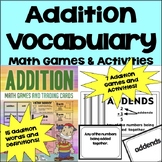 Addition Math Vocabulary Cards & Math Vocabulary Games