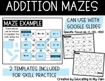 Preview of Addition Mazes - Distance Learning