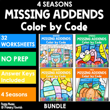 Preview of Addition Missing Addends - Color by Code