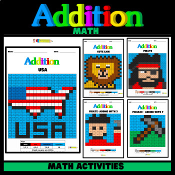 Preview of Addition Mystery Color By Number Coloring Pages - Math Addition Activities