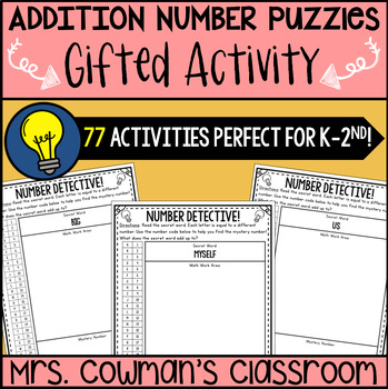 Preview of Addition Number Puzzles - Gifted Activity or Extension