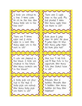 Addition Number Story Cards by Briawna | Teachers Pay Teachers
