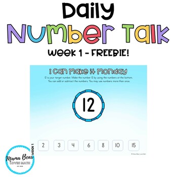 Preview of Addition Number Talk - 1 Week