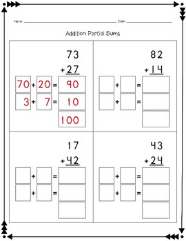 Addition: Partial Sums (No Composing) by Sarah B Elementary | TpT