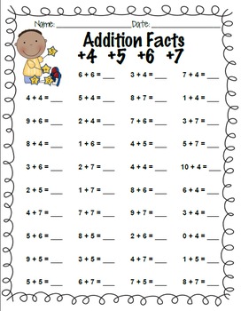Addition Facts Practice: +0 through +10 and What Makes 10 ...