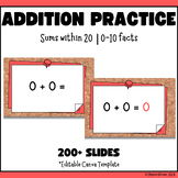 Addition Practice +1 to +10 Editable Canva Template