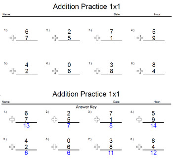 Preview of Addition Practice 1x1 PGS 31-45