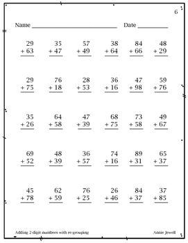 Addition Worksheets For 2nd, 3rd, and 4th Grades by Annie Jewell