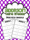 Addition Practice Sheets {Using Fingers}