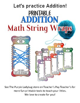 Preview of Addition Practice String Wraps cards for mental math memorization