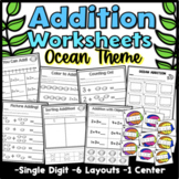 Ocean Themed Addition Practice Worksheets