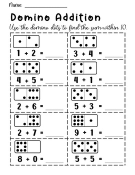 Addition Practice sheet [Dominoes] by Searion Worksheet Studio | TPT