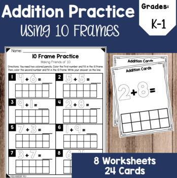Preview of Addition Practice within 10 using Ten Frames | Math Strategies