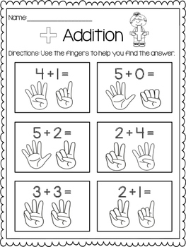 Addition Print & Practice: Counting Fingers by Kindergarten Busy Bees