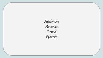 Preview of Addition Problem Snake Cards