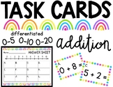 Addition Problem Task Cards Differentiated Match Scoot 0-5