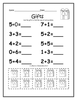 Preview of Christmas Addition to 10 | December | Worksheets | Math Manipulatives