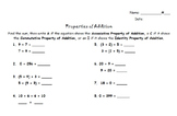 Addition Properties Activity and Quiz - Distributive, Comm