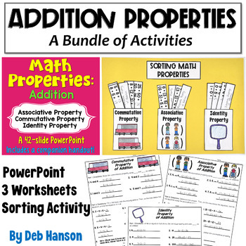 Preview of Addition Properties Bundle of Activities: Worksheets, PowerPoint, Activity
