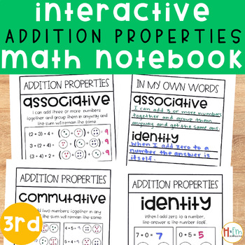 Preview of Addition Properties Math Notebook │Interactive Cut & Glue │Notes│ 3rd Grade