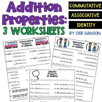 Preview of Addition Properties: Three Worksheets