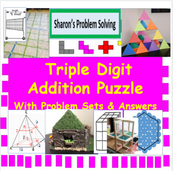 Preview of Triple Digit Addition Puzzle with Problem Sets and Answer Key