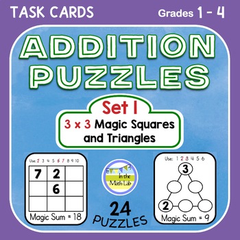 Preview of Addition Puzzles | Magic Squares and Triangles 3 x 3 SET 1