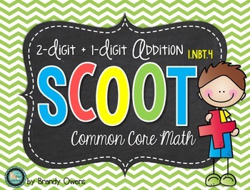 Preview of Addition SCOOT! Task Cards: 2-Digit plus 1-Digit 1.NBT.4