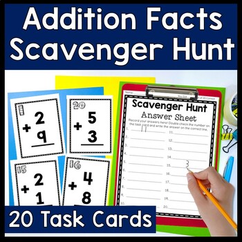 Preview of Addition Scavenger Hunt: 20 Single Digit Addition Facts Scavenger Hunt Game