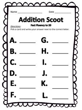 Addition Scoot by Fantastic First Grade Finds | TPT