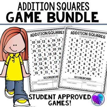 Preview of Addition Squares Math Game BUNDLE