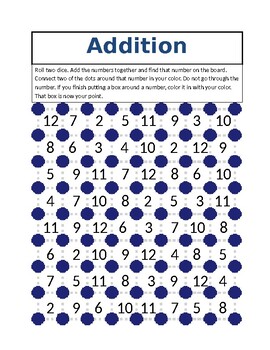 Preview of Addition Squares, Math with a Buddy Game, Print and Play