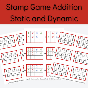Preview of Addition Stamp Game Static and Dynamic