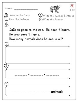 Addition Story Problem at the Zoo by Real Men Teach Kindergarten