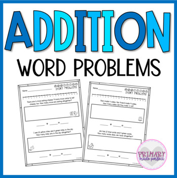 Preview of Addition Word Problems Within 20 with Number Line | 1st Grade Math