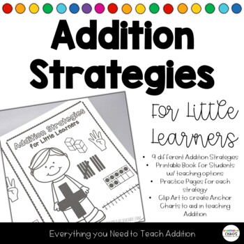 Preview of Addition Strategies Book Practice Pages Anchor Chart Worksheets