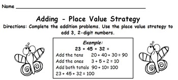 Addition Strategies-Compensation, Break Apart, Mental Math, Place Value