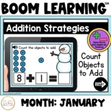 Addition Strategies: Count Objects to Add Boom Cards™: January